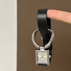 IEKE Fashion Design Women’s Watches Large Circular Square Leather Strap Light Luxury Niche Premium Quartz Watch for Women 88419