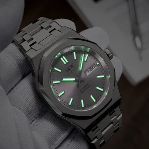 I&W Automatic Men’s Stainless Steel Silver Glass 41MM Mechanical Watch 50M Water Resistance