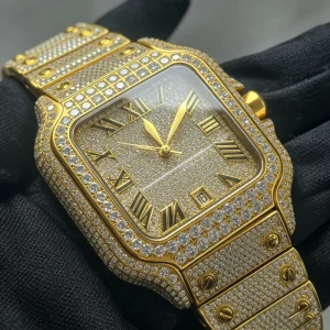 Iced Out VVS Moissanite Watch 40mm Men Mechanical Wrist Watch 50M Waterproof for Hip Hop Party Street Fashion