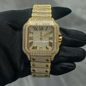 Iced Out Watch Moissanite Watch Pass Diamond Tester Luxury Custom Diamond Mechanical Movement Men’s Calendar Watch Mens