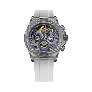 Imported Movement Men’s Skeleton Mechanical Watch 316L Steel Case 40MM Business Disc Back Translucent Design Manual Wristwatch