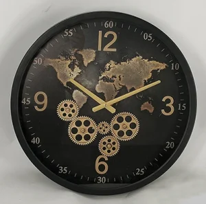 Industrial Steampunk Battery Operated Roman Bronze Antiqued Industrial Moving Gear Wall Clock for Living Room Decor