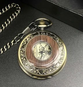 Inter-Wood Pocket Watch Retro Flip Silent Manual Mechanical Pocket Watches