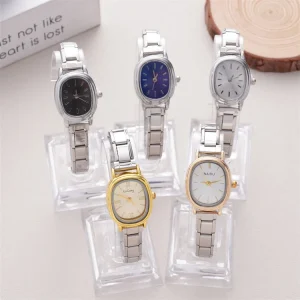 Italian Charm Stainless Steel Heart Quartz Watch with Roman Numeral Glass Dial for Unisex