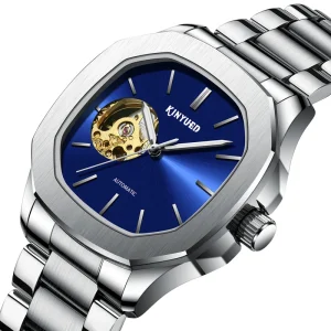 J112 Blue Dial Wristwatch Luminous Waterproof Stainless Steel Mechanical Watch