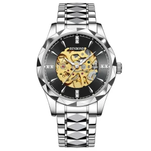 J5059 Fashion Men’s Mechanical Watch Automatic Stainless Steel Strap Luminous Waterproof Business Wristwatch