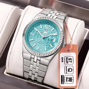 JM Top Business Men’s Watches Stainless Steel Textured Luminous Dial Leisure Quartz Watch Waterproof Outdoor Sports Clock 1063