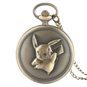 Japan Anime Quartz Steampunk Pocket Watch With Arabic Number Dial Vintage Bronze Cartoon Cute Locket Watch Necklace Pendant