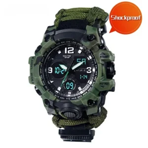 JinTeng Dual Display Electronic Tactical Watch Whistle Ignition Compass Thermometer Outdoor Watch
