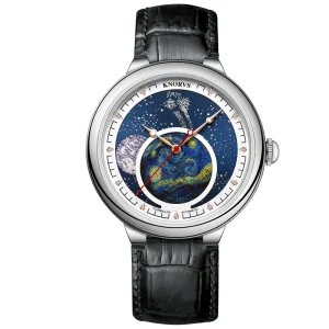 K009 Custom Men’s Watches Luxury Leather Star Phase Skeleton Mechanical Watch