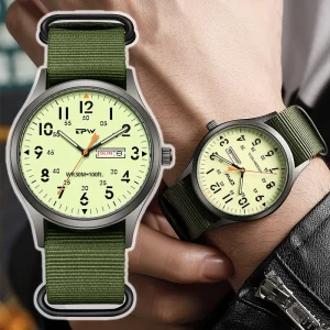 K7102 Luminous Casual Fashion Men’s Outdoor Sports Watch Full Rejojes Dual Calendar Woven Nylon Strap
