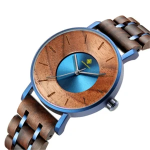 KUNHUANG 3002 Alloy Wood Watch Men’s Fashion Personality Japanese Movement Waterproof Quartz Watch