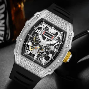 King Series Luxury Automatic Mechanical Watch Men Pointer Dial Luminous 5BAR Water Resistant Rubber Band