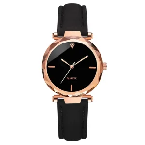 Korean New Business Fashion Trend Casual Simple Belt Glass Alloy Quartz Watch Ladies Women Girls