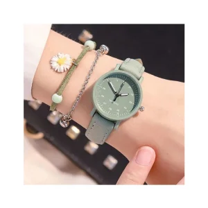 Korean Style Fashion PU Leather Women Quartz Wrist Watch Waterproof Retro Bracelet Watch Ladies Girls Watch