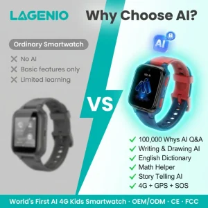 LAGENIO Ultra thin 4G Smart Watch SIM Card GPS LBS WIFI SIM Card AI Voice Assistant Video Call IP68 Waterproof Kids Smart Watch
