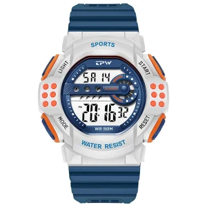 LED 50m Waterproof Sports Watch for Men Oval Shaped Digital with Alarm and Luminous Features