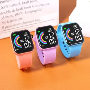 LED Electronic Watch Large Screen Rainbow Digital Watch Student Sports Waterproof Digital Watch Unisex