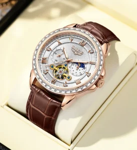LG6828 Tourbillon Diamond Timing Hollow Montres Diamond Multifunctional Moon Phase Men’s Automatic Mechanical Watch