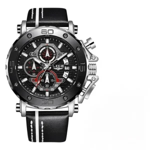 LIGE 9996 Ready to Ship Ornate Top Quality New Design Original Personalized Men Quartz Watches Genuine Leather Band