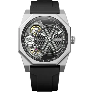 LINGKE 9007 Men’s Mechanical Quartz Dual Movement Watch with Night Light Skeleton Silica Band