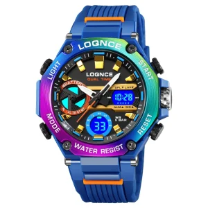 LOQNCE 98001 Men’s Watch Digital Analog Dual Movement Waterproof Watch for Men Multi functional Business Male Wristwatch