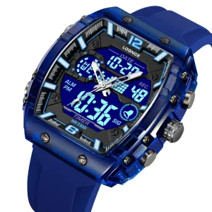 LOQNCE Electronic Watch Men’s Multifunctional Sports 50M Waterproof Dual Display LED Night Light Leisure Student