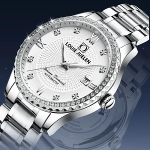 LOUIE JUELEN Customizable Mechanical Watch Pointer Dial Luminous & Calendar 30M Waterproof Stainless Steel Business Watch