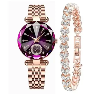 LP16 Women’s Casual Simple Quartz Watch Steel Strap and Diamond Bracelet Fashion Simple Elegant Watch for Woman