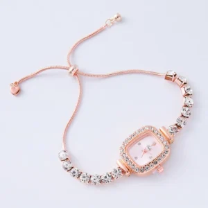 LP26 Fashion Heart Flower Pattern Diamond Inlaid Women’s Watch Adjustable Strap Women’s Quartz Watches Thin Leisure Luxury Clock