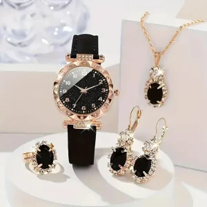 LP29 in Stock 4 Pcs Set Watch Women Luxury Leather Analog Quartz Ladies Quartz Watches Fashion Bracelet Four Piece Set