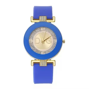 LP51 Popular Women’s Gold Quartz Watch Simple Design Made of Wear resistant Silicon Material with a Colorful Strap Alloy Band