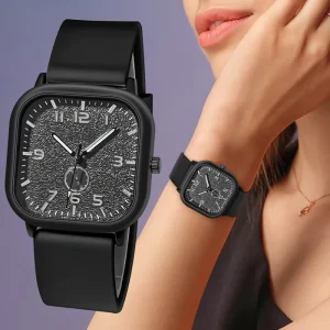 LP64 Square Case Silicone Strap Men Hand Watch Popular Charming Casual Male Quartz Classic Simple Design Watch