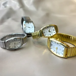 LP76 Business Fashion Simple Casual Couple Men and Women Elastic Strap Alloy Barrel Quartz Watch