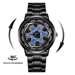 LT07 Men’s Black Stainless Steel Strap Analog Quartz Watch 3Bar Waterproof