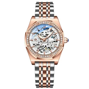 Ladies Automatic Mechanical Watch Waterproof Stainless Steel Leather Strap Tourbillon Antique Sport