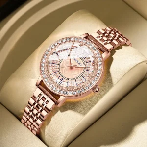 Ladies Bracelet Quartz Watch Diamond Dial Stylish Dress Wrist Watch