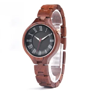 Ladies Fashion Simple Design Red Sandalwood Customized Engraved Logo Women’s Natural Wood Watch