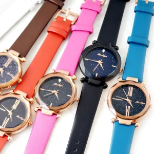 Ladies Luxury Fashion Sport Waterproof Leather Watch Belt Set Women Alloy Case Quartz Movement Glass