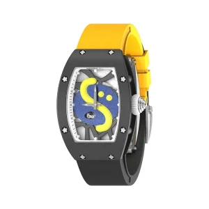 Ladies’ Mechanical Watch Black Tonneau Case Skeletonized Dial Automatic Movement Manual Winding