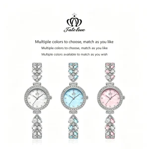 Ladies Mermaid Style Quartz Watch Blue Pearl Dial Decorative Steel Band Elegant Bracelet Wristwatch Supplier