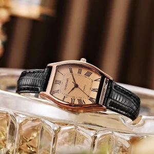 Ladies Quartz Watch Barrel Shaped Retro Simple Temperament Leather Belt Alloy Glass Business Fashion Latest Style