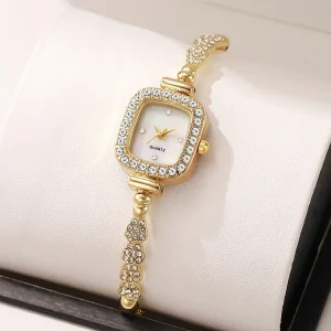 Ladies Quartz Watch with Small Square Dial and Bracelet Strap Eco Friendly Simple Design for Women