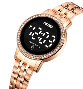 Ladies Touch LED Watches Stainless Steel Strap Women Wristwatch 30m Waterproof SKMEI 1669