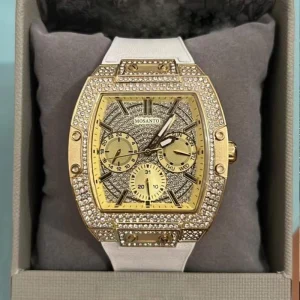 Lady Diamond Engraved Rose Gold Square Fashion Wine Bucket shaped European Quartz Watch