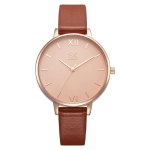 Lady Quartz Watch Alloy Case 38mm Leather Band Glass Dial Simple Pointer Display Business Casual Sport Fashion
