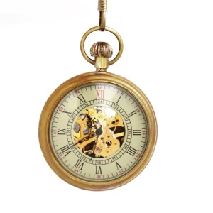 Large 47MM Pure Copper Non fading Antique Mechanical No Automatic Hand Winding Men’s Pocket Watch