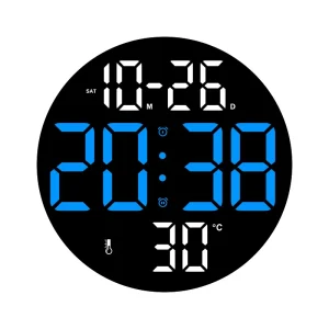 Large Font LED Electronic Wall Clock Multifunctional Alarm Clock Bedroom Simple Design Square Living Decorative Purpose