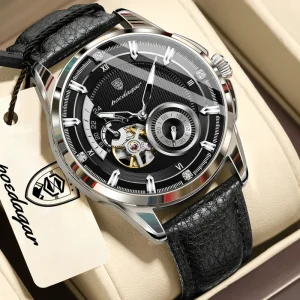 Leather Alloy Case Men’s Tourbillon Automatic Mechanical Waterproof Sport Fashion Watch