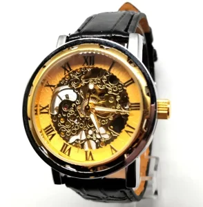Leather Band Stainless Steel Men Hand Wrist Mechanical Watch